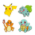 Pikachu, Bulbasaur, Charmander & Squirtle Pokémon Pins (4-Pack)