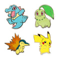 Pikachu, Chikorita, Cyndaquil & Totodile Pokémon Pins (4-Pack)